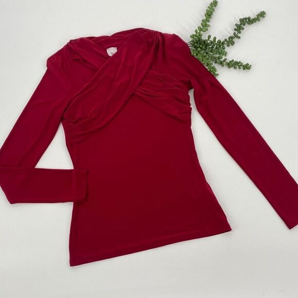 River Island Tops - River‎ Island UK Bodycon Wrap Ruched Top Stretchy Red Small